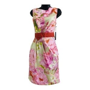 BCBG max‎ azaria pink floral secret garden feminine sleeveless dress size XS new